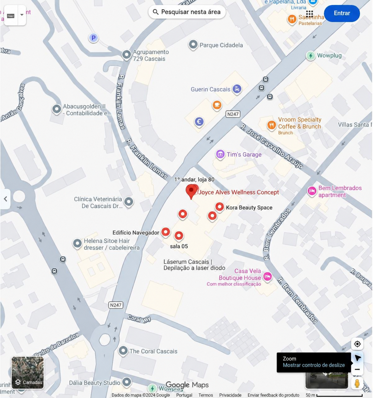 Mapa da localização Joyce Alves Wellness Concept na Galeria O Navegador, Cascais
